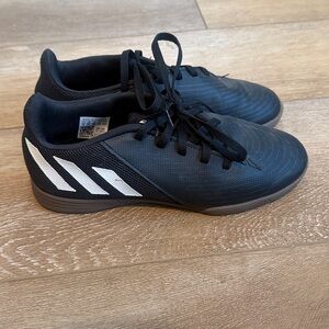 Adidas Black Indoor Soccer Shoes with White Stripes